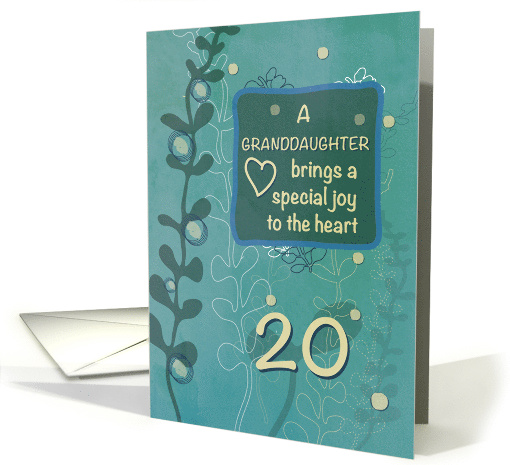 Granddaughter Religious 20th Birthday Green Hand Drawn Look card