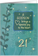 Godson Religious 21st Birthday Green Hand Drawn Look card