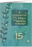 Goddaughter Religious 15th Birthday Green Hand Drawn Look card