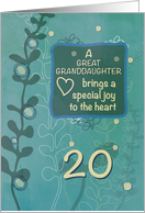 Great Granddaughter Religious 20th Birthday Green Hand Drawn Look card