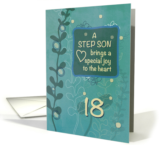 Step Son Religious 18th Birthday Green Hand Drawn Look card (1583182)