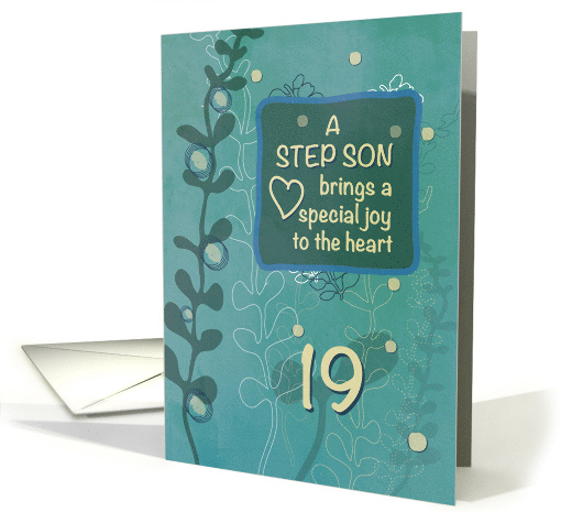 Step Son Religious 19th Birthday Green Hand Drawn Look card (1583184)