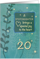 Step Daughter Religious 20th Birthday Green Hand Drawn Look card