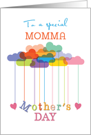 Momma Cute Mothers Day Rainbow Clouds and Hearts card