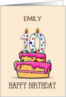 Custom Name Emily 10th Birthday 10 on Sweet Pink Cake card