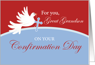 Great Grandson Confirmation Dove on Red and Blue card