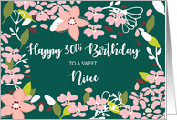 Niece 30th Birthday Green Flowers card