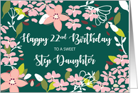 Step Daughter 22nd Birthday Green Flowers card