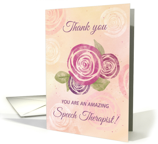 Speech Therapist Thank You Watercolor Roses card (1655060)