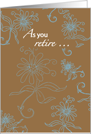 Retirement Congratulations Blue Floral on Brown card