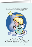 Goddaughter First Communion with Angel Star and Cloud Religious card