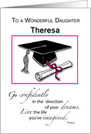 Daughter Custom Name Graduation Pink and Black card