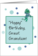 Great Grandson Birthday with Frog in Jeans card