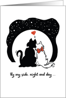 Wedding Anniversary with Cats in the Night with Moon Stars and Heart card