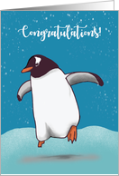 Congratulations Penguin Jumping For Joy card