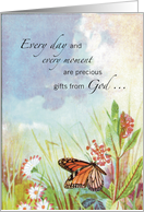 Religious Encouragement with Butterfly and Flowers card