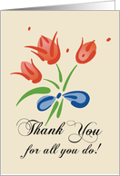 Thank You with Red Flowers card