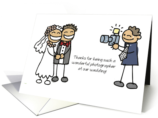 Thank You to Photographer with Stick Figures Wedding card (198896)