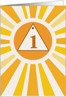 12 Step Recovery 1st Anniversary with Sun Encouragement card