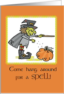 Happy Halloween with Witch and Pumpkin card