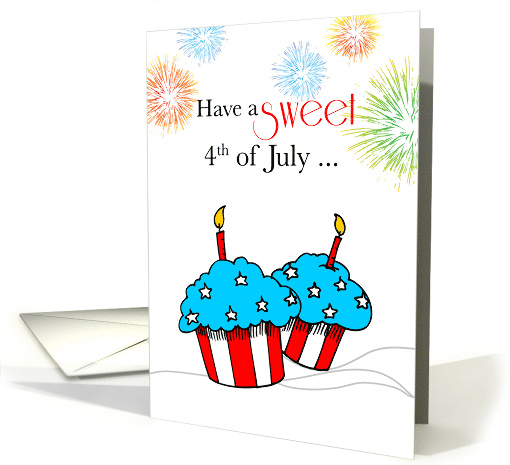 Fourth of July with Patriotic Cupcakes with Candles card (245751)