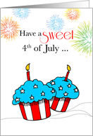 Fourth of July with Patriotic Cupcakes with Candles card