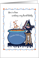 Happy Halloween with Witch and Pot card