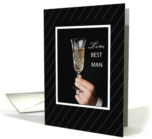 Best Man Thank You with Champagne Toast on Black card (250182)