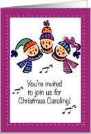 Christmas Caroling Invitation with Colorful Singers Music card