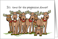 Christmas Progressive Dinner Invitation with Reindeers card