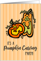 Pumpkin Carving Party Invitation with Pumpkins Orange Halloween card