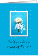 Will you be my Maid of Honor Daisies Wedding card