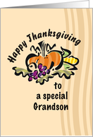 Grandson Thanksgiving with Pumpkin and Vegetables Illustration card
