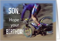 Son Birthday with Mountain Bike Sport card
