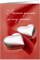 Valentines Day Special Love Silver Hearts on Red card