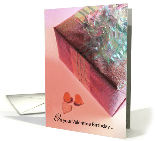Valentine Birthday with Gift and Hearts card (352844)
