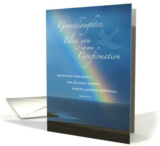 Granddaughter Confirmation Congratulations with Rainbow and Dove card