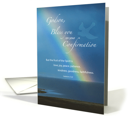 Godson Confirmation Congratulations with Rainbow and Dove card