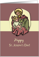 Happy St Josephs Day Saint with Holy Child Jesus on Brown card