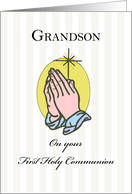 Grandson First Communion Congratulations with Praying Hands card