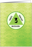 Three Year Anniversary with Alcohol Recovery Symbol 12 Step card