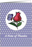Thanks for Listening Butterfly on Red Rose Bud Purple Dots card