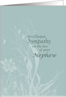 Sympathy loss of Nephew with Wildflowers and Leaves Condolences card