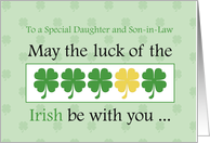 Daughter and Son in law LUCK OF THE IRISH Clovers St Patricks Day card
