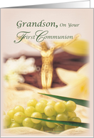 Grandson First Communion Jesus and Grapes Congratulations card