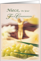 Niece First Communion Jesus and Grapes Congratulations card