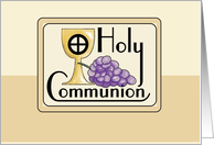 Triplets Congratulations on First Communion with Chalice and Grapes card