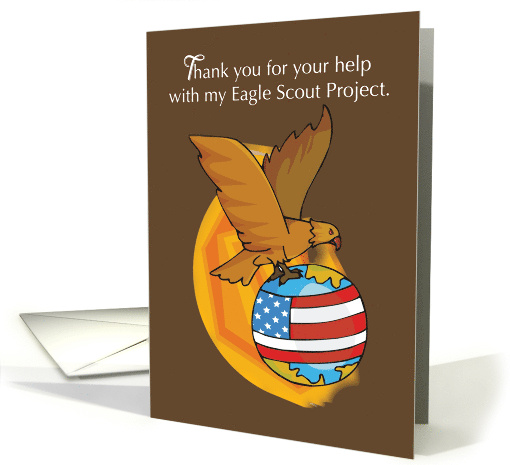 Eagle Scout Thank You World Eagle and US Flag card (418090)