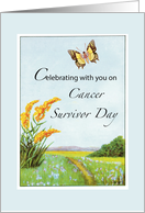 Cancer Survivor Day Congratulations with Butterfly and Wildflowers card