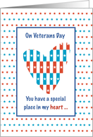 Veteran Thank You with Heart in Red White and Blue Military card